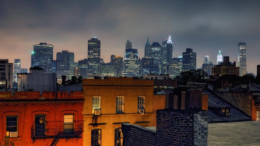 Quartier financier de New York vu depuis Brooklyn Heights, États-Unis