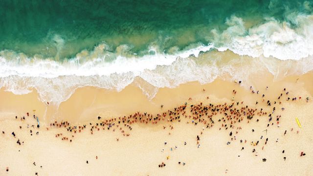 Swimmers at Bondi Beach in Sydney, Australia