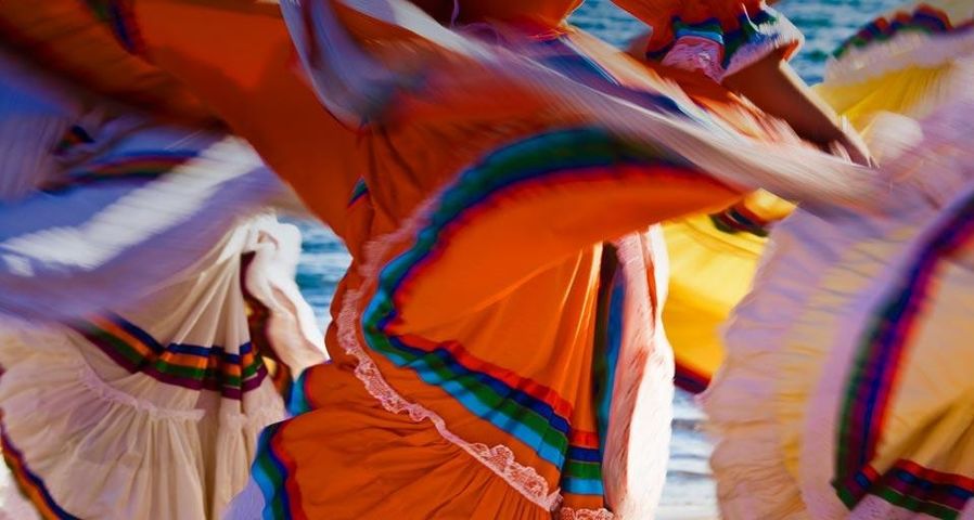 Close-up of traditional dancers in Guaymas, Sonora, Mexico
