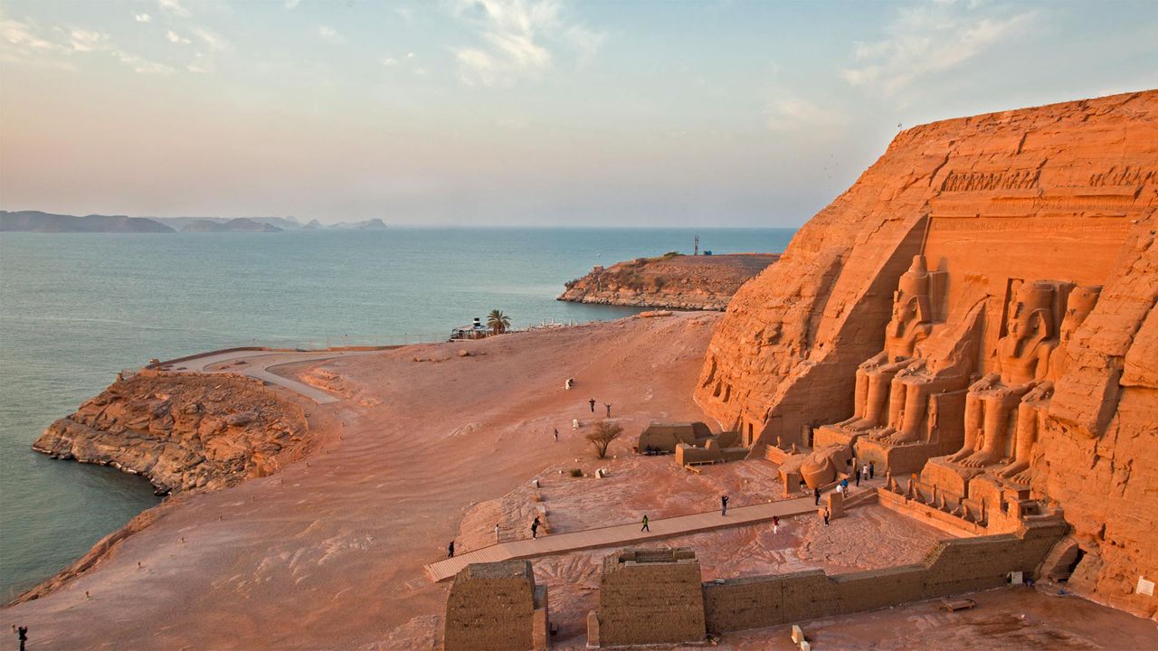 Abu Simbel temples on the west shore of Lake Nasser, Egypt