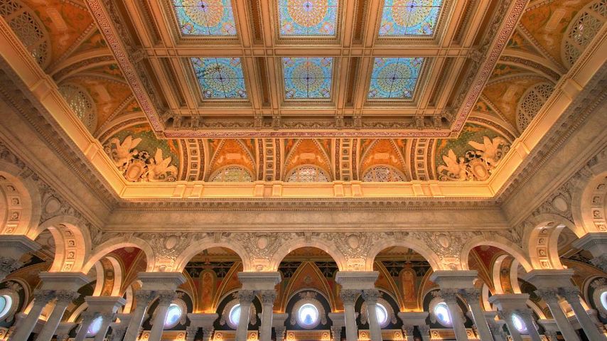 Entrance hall to the main reading room at the Library of Congress, Washington, D.C.