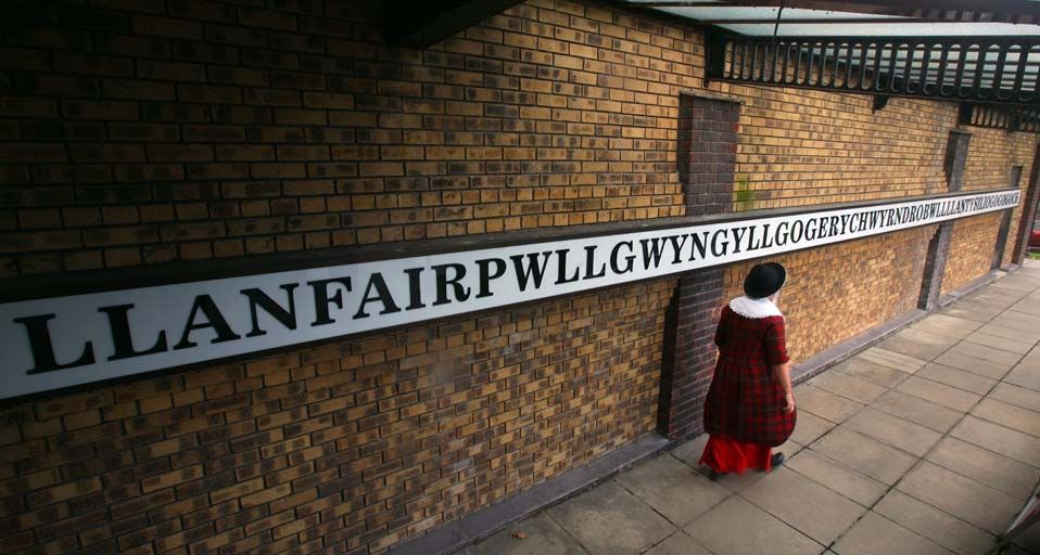 Train Station at Llanfairpwllgwyngyllgogerychwyrndrobwllllantysiliogogogoch , Anglesey, Wales