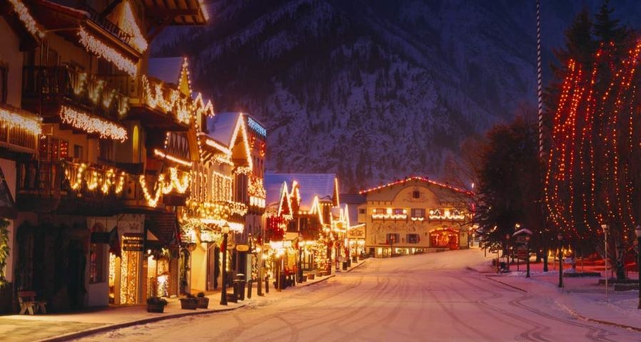 Christmas Lighting Festival in the Bavarian style village  of Leavenworth, Washington