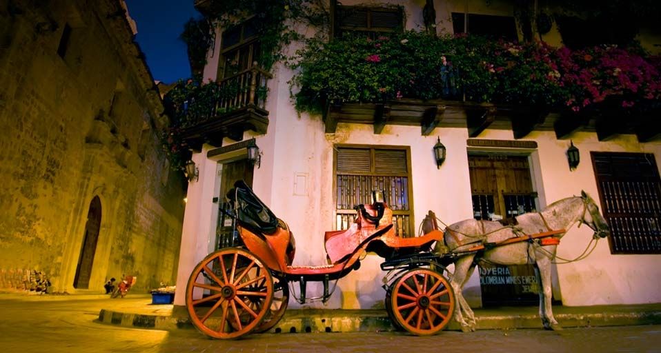 Typical Spanish Colonial architecture in Cartagena, Columbia