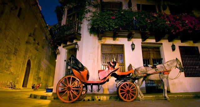 Typical Spanish Colonial architecture in Cartagena, Columbia