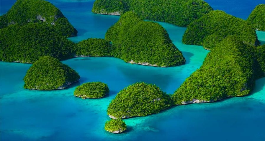 Rock Islands, a chain of small islets in the island nation of Palau in Micronesia