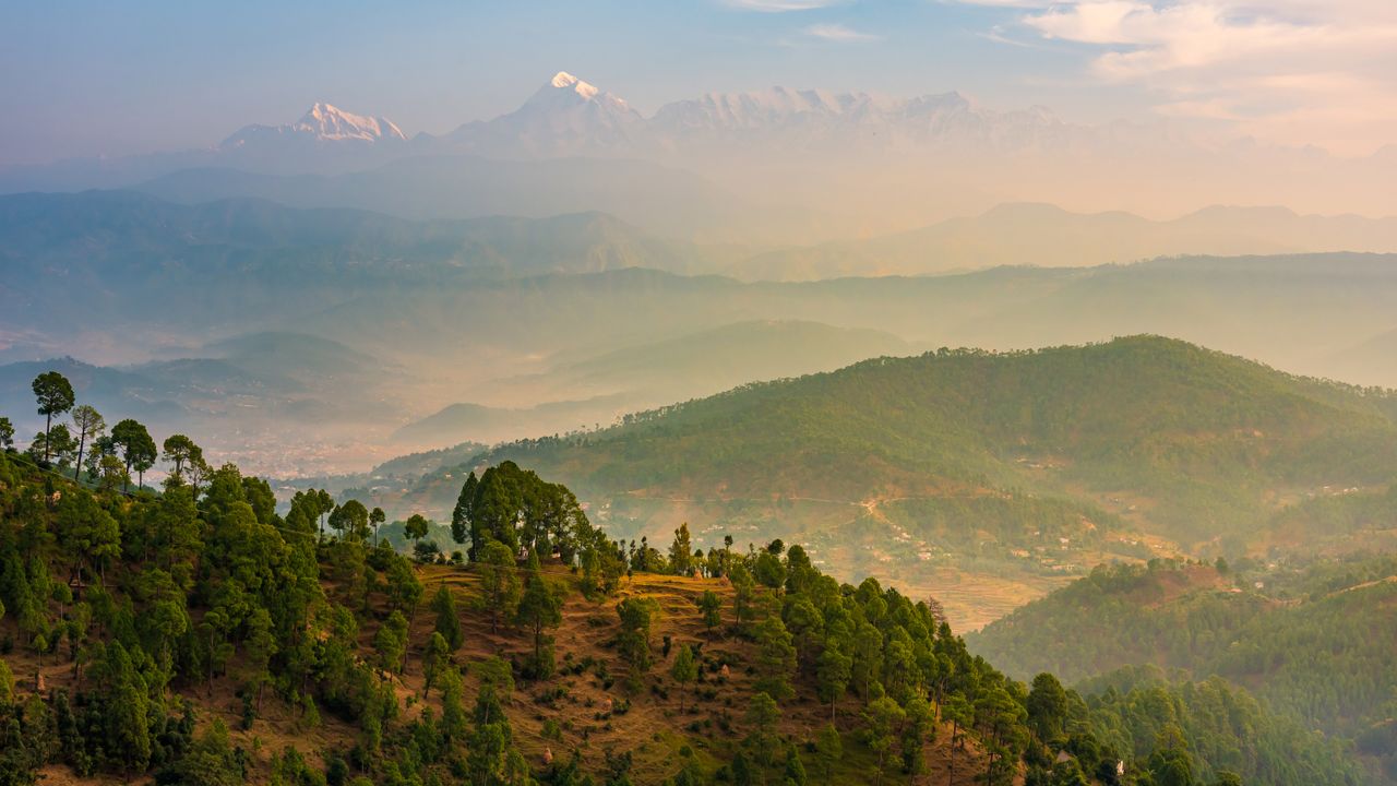 The hill station of Kausani in Uttarakhand, India
