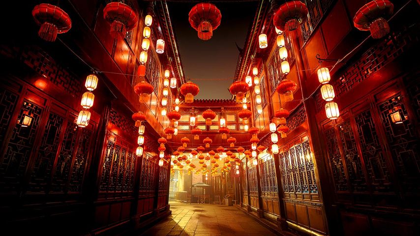 中国，四川，成都，美丽的锦里古街 