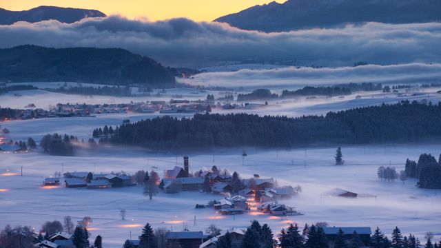 Winterlandschaft in Bayern, Deutschland