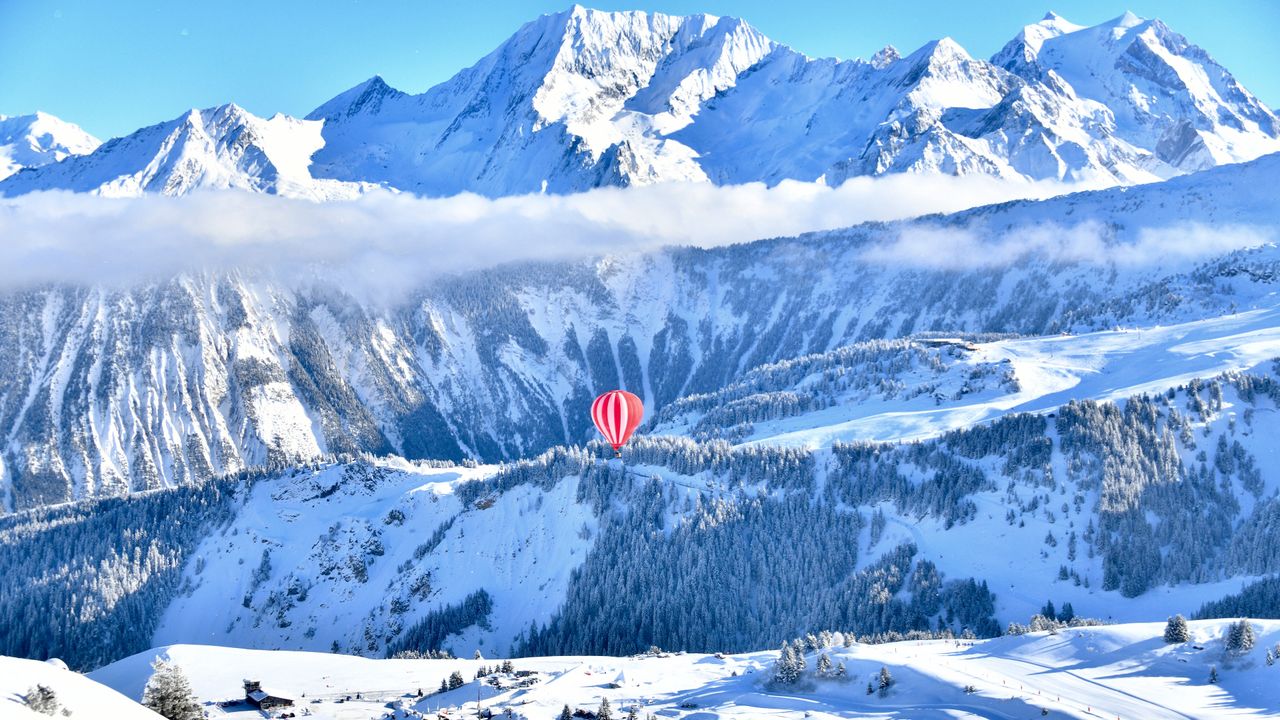 Candy-stripe hot air balloon, Courchevel