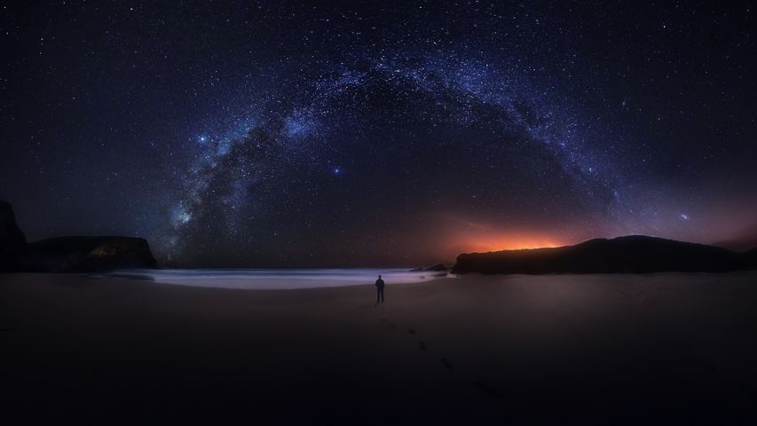Vista della Via Lattea dal Parco Naturale dell'Alentejo, Portogallo
