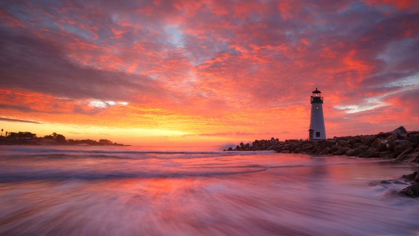 Winter sunrise, Walton Lighthouse, Santa Cruz, California