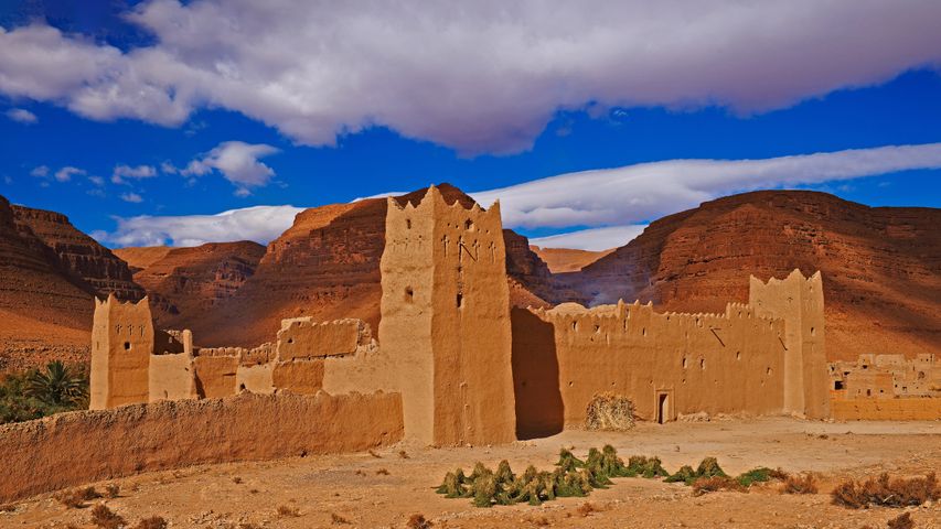 Eine alte Kasbah in der Region Tafilalet, Marokko
