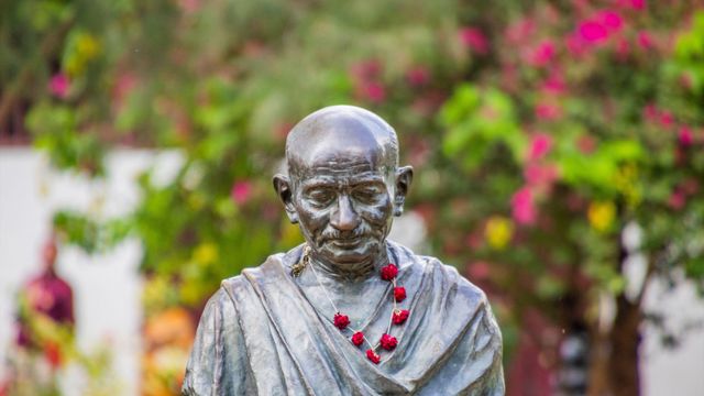 Mahatma Gandhi statue at the Sabarmati Ashram in Ahmedabad, Gujarat