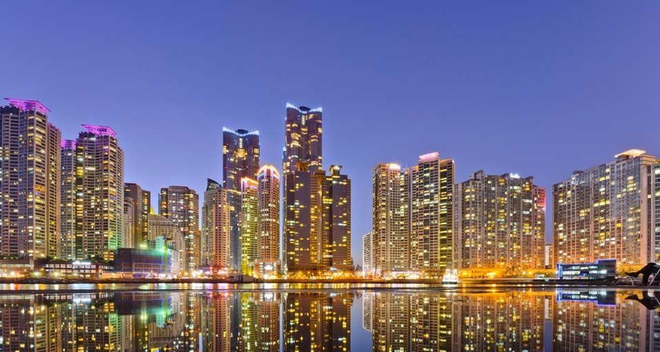Skyline of Marine City in Busan, South Korea
