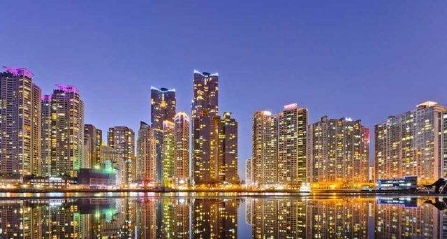 Skyline of Marine City in Busan, South Korea