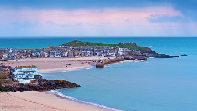 Porthminster Beach and St. Ives, Cornwall, England