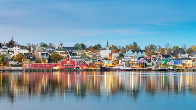 Panoramic view of the waterfront in Lunenburg, Nova Scotia 