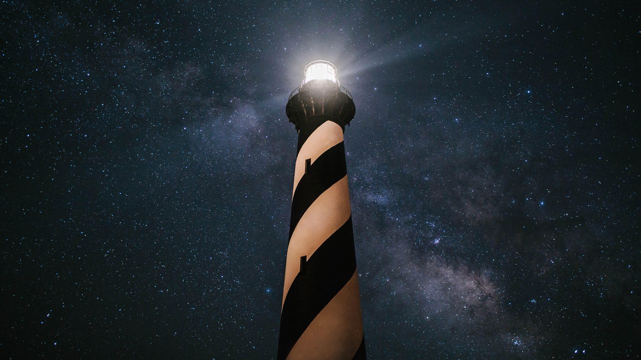 A candy-striped light