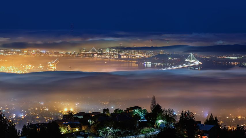 Vue sur la baie de San Francisco depuis le Grizzly Peak à Berkeley, Californie, États-Unis