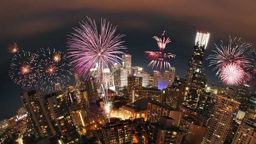 Fireworks over downtown Toronto on Canada Day 