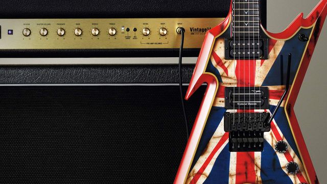 An electric guitar and amplifier 