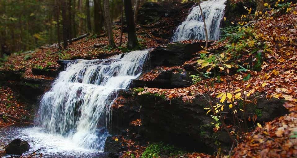 Gunn Brook-Wasserfall in der Pioneer-Valley-Region Massachusetts