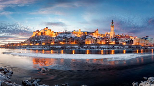 Burghausen town and Salzach river, Bavaria, Germany