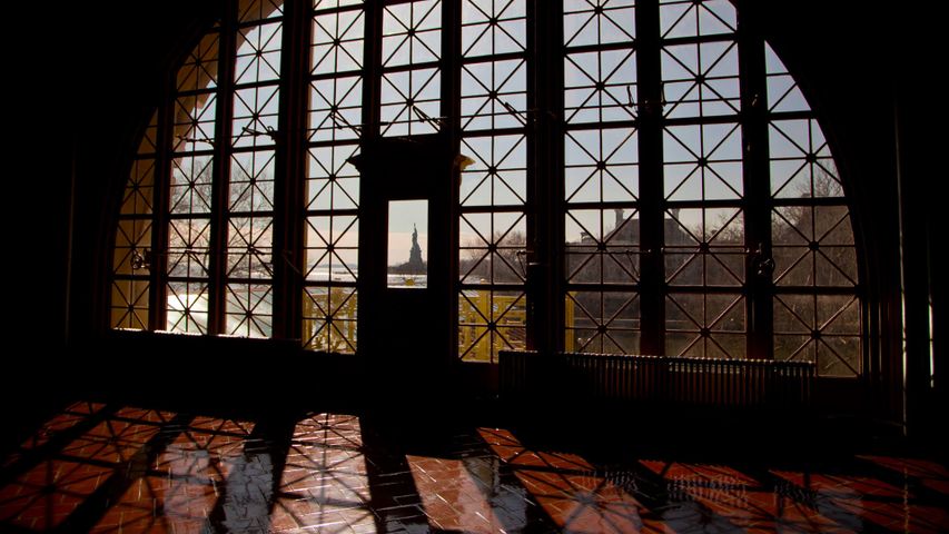 A view of the Statue of Liberty from Ellis Island, New York City