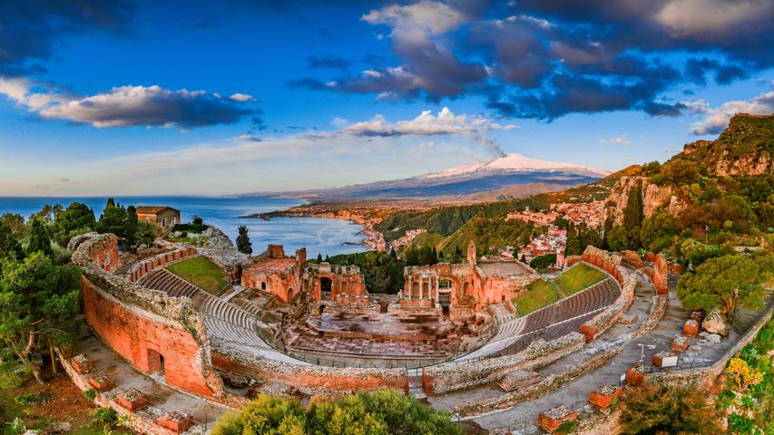 Ancient theater of Taormina in Sicily, Italy