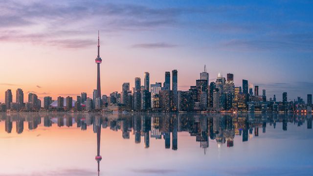 Toronto skyline at sunset