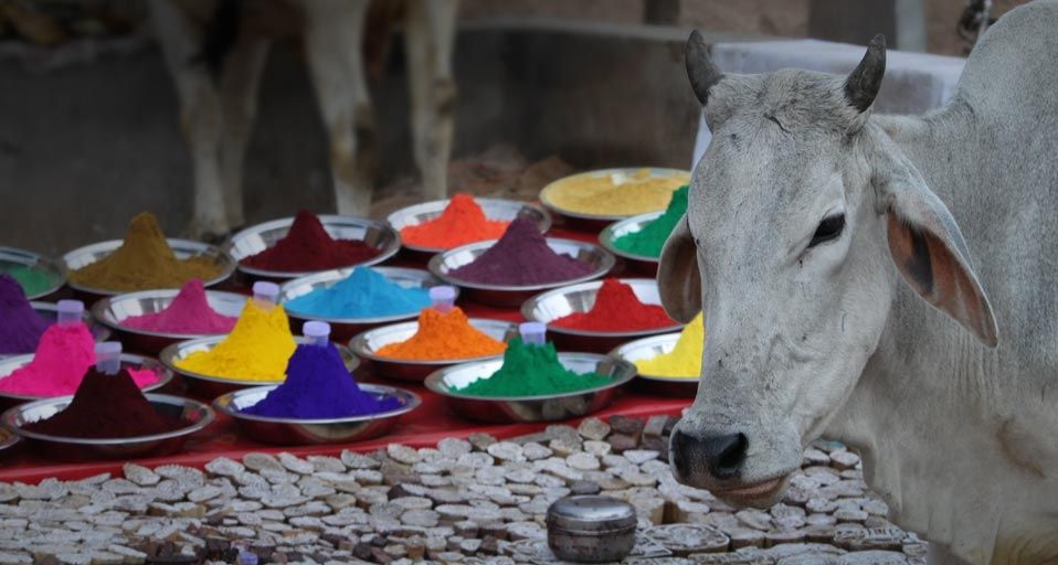 Indian town of Orai in Uttar Pradesh around the time of Holi festival