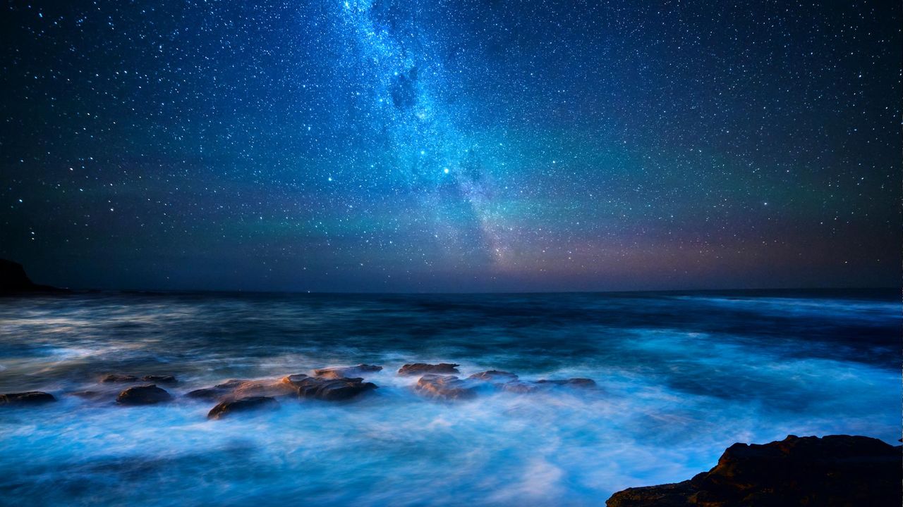 Panorama de la Great Ocean Road avec la voie lactée, Victoria, Australie