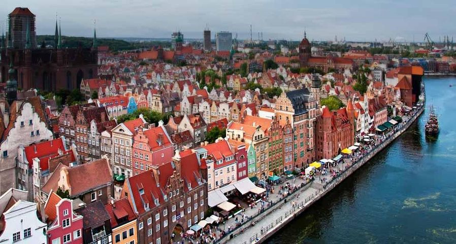 Aerial view of Old Town (Stare Miasto) in Gdańsk, Poland