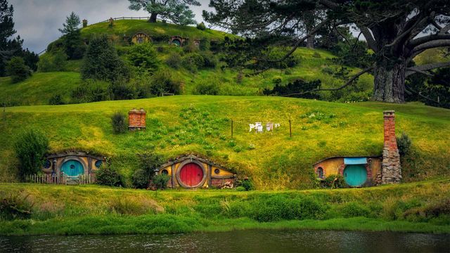 Aldea de Hobbiton, cerca de Matamata, Isla Norte, Nueva Zelanda