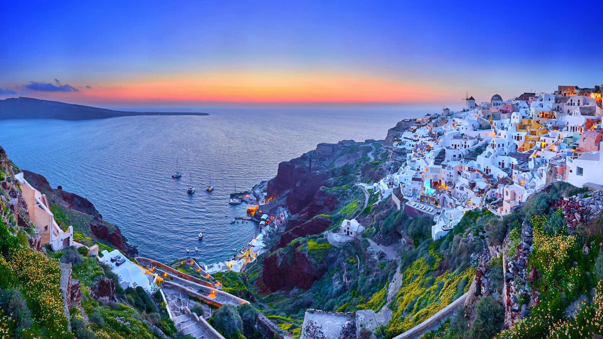 Sunset Over Santorini 2 Oia Greek Islands Landscape 