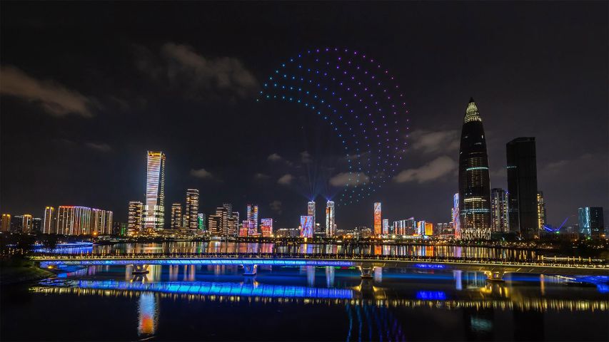 Drones light up the sky over Shenzhen, China