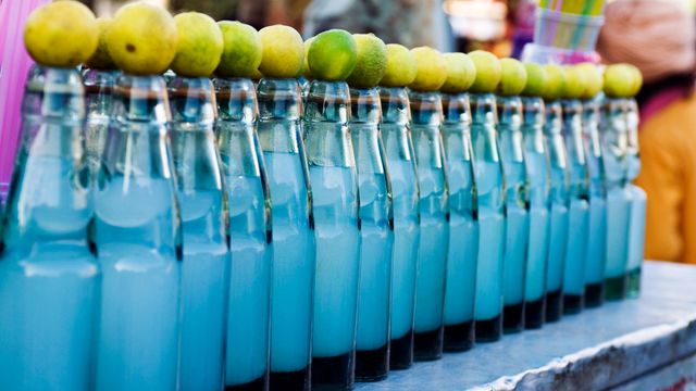 Refreshing soda drinks at a stall in New Delhi