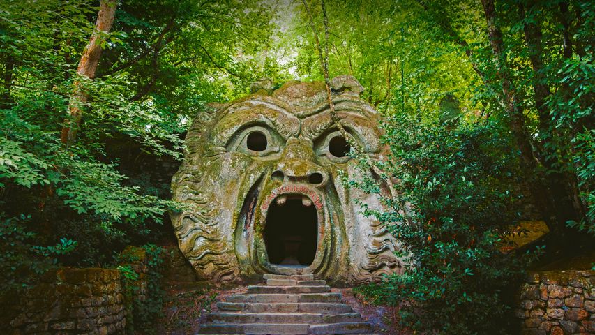 Orcus sculpture in the Gardens of Bomarzo in Bomarzo, Italy