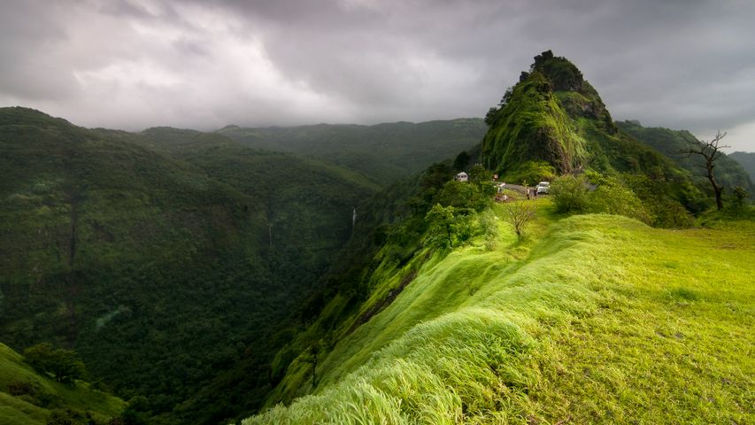 Lush green landscape of Varandha Ghat,Bhor,Maharashtra, India.