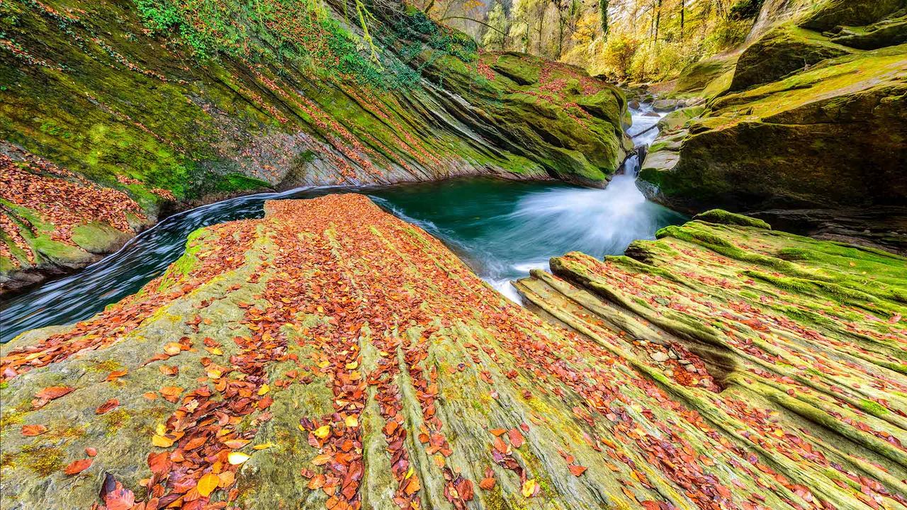 River running through Cheran Gorges, Alps, Savoie, France