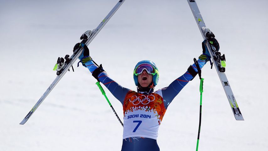 Ted Ligety of the United States reacts during the Alpine Skiing Men's Giant Slalom at the Sochi 2014 Winter Olympics on February 19, 2014, in Krasnaya Polyana, Russia.