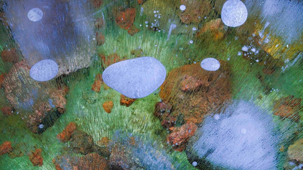Ice in a lava tube at Lava Beds National Monument, California 
