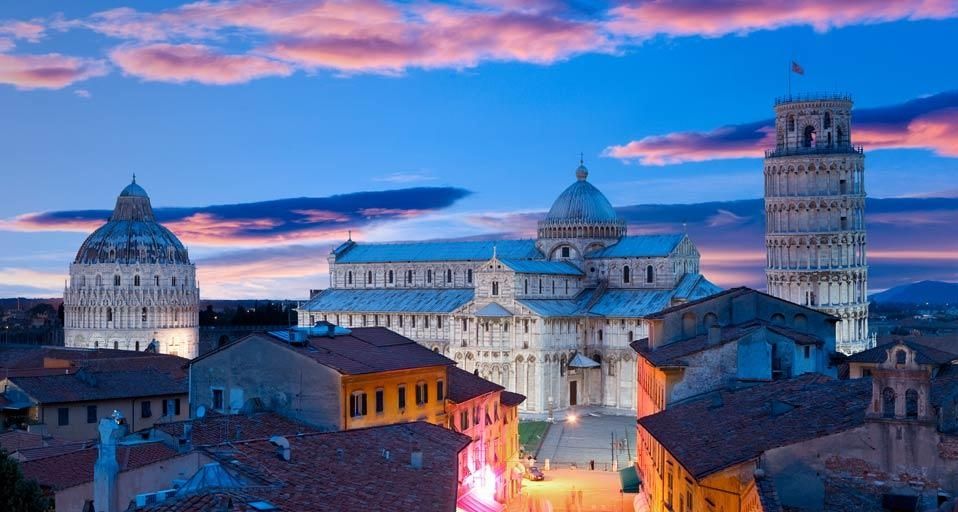 Cathedral of Pisa and its bell tower in Pisa, Italy
