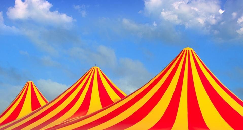 Red and yellow stripped pattern circus tent