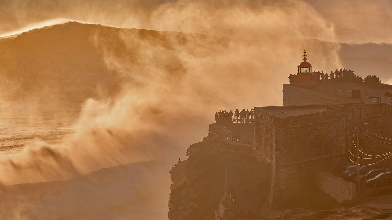 Nazaré Lighthouse atop Forte de São, Nazaré, Portugal