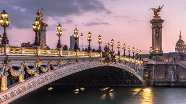 Pont Alexandre III at twilight, Paris, France