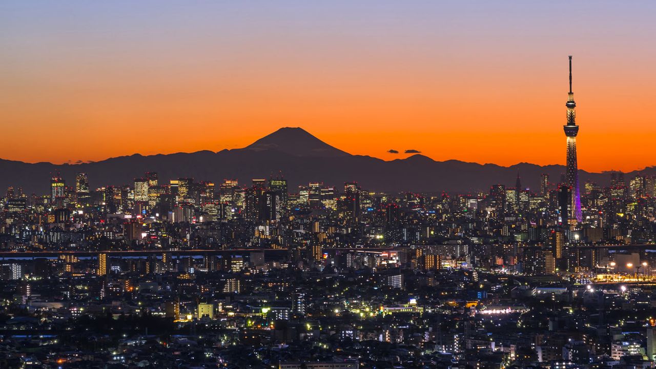 ｢富士山と東京スカイツリー｣千葉県, 市川市