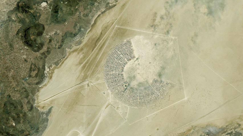 Satellitenbild des Burning Man-Festivals in Black Rock City, Nevada, USA