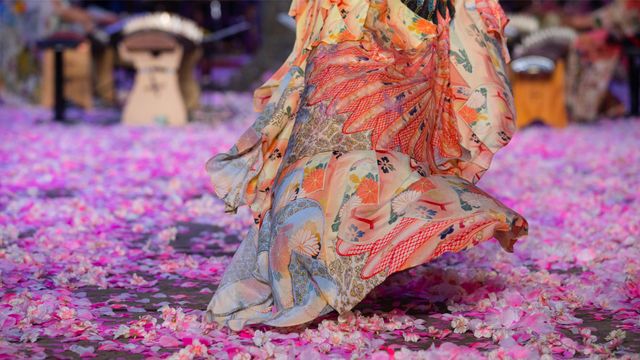 A model walks the runway during the Camilla show at Mercedes-Benz Fashion Week, 2018 in Sydney, Australia